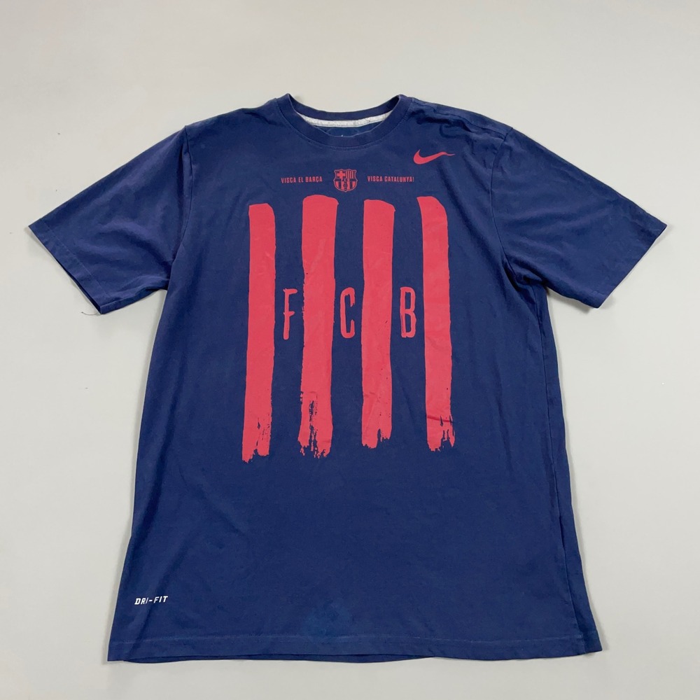 Nike FC Barcelona Dri-FIT Graphic T-Shirt Navy Blue Red FCB Mens Large